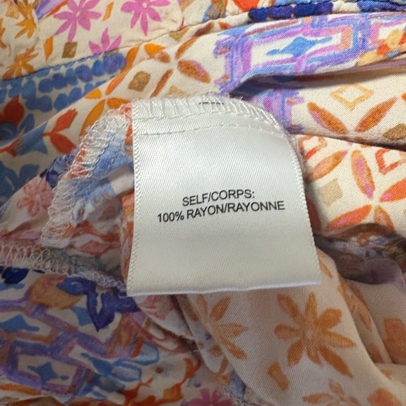 Rose Olive Crop Top Purple Orange Patch Print Short Sleeve Tie Front Size Small - Picture 12 of 12